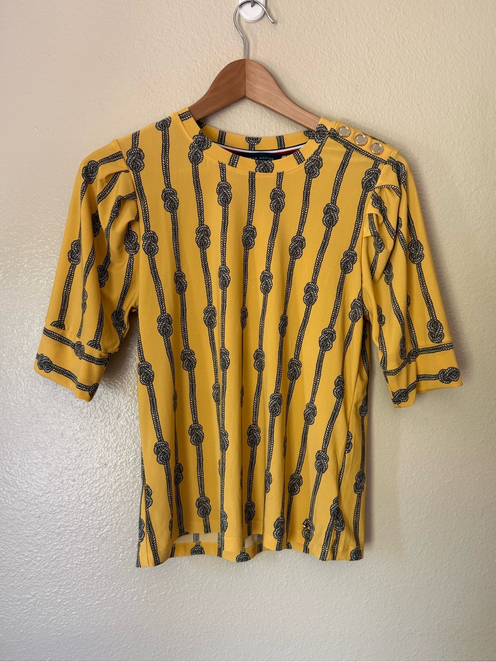 ❇️Tommy Hilfiger Yellow Knot-Stripe Short Sleeve Top 2 for $22❇️